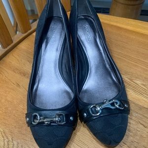 Coach peep toe wedge pumps